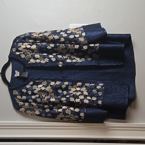 Chico's-Jacket Travelers Collection Blue Trapeze-Size 1 (8/10 Medium) - Picture 5 of 17